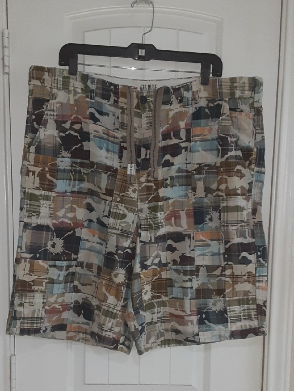 626 Blue Vintage Surplus Co. Patchwork Plaid Shorts - Size 42